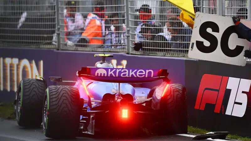 Crashed Williams of Carlos Sainz at 2025 F1 Australian Grand Prix